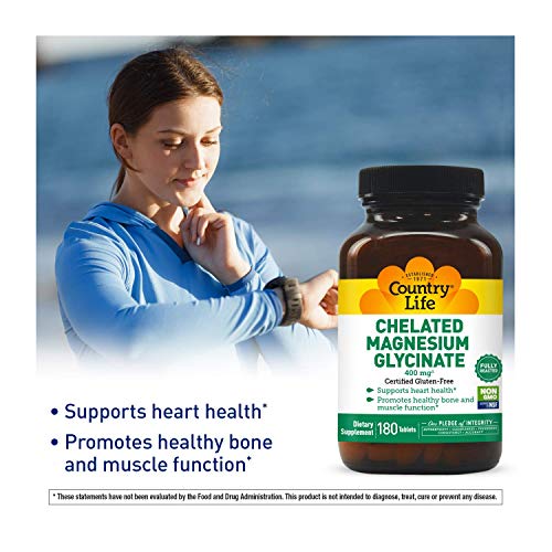 Country Life - Chelated Magnesium Glycinate, 400 mg - 180 Tablets