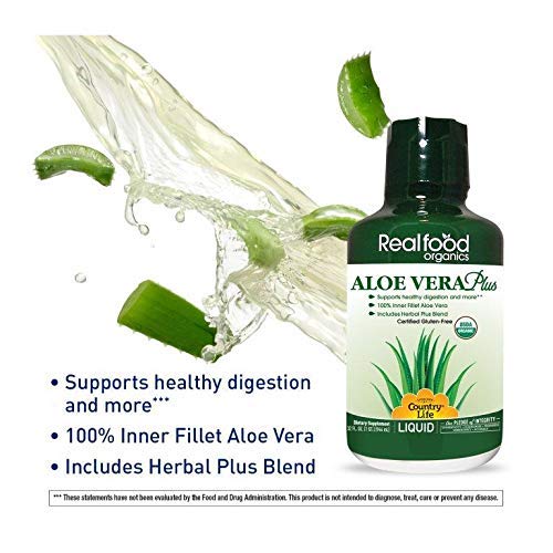 Country Life Aloe Vera Plus - Realfood Organics - 32 Fl Ounce Liquid - May Help Support Healthy Digestion and More - Gluten-Free