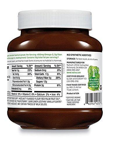 Nutiva Certified Organic, non-GMO, Vegan Hazelnut Spread with Cocoa, Chia and Flaxseed, Classic Chocolate, 13-ounces - Vitamins Emporium