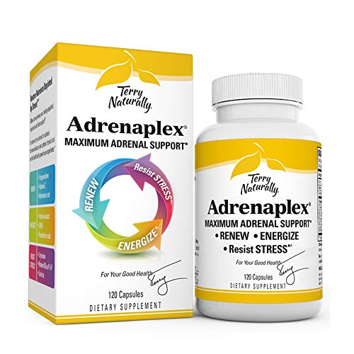 Terry Naturally Adrenaplex - 120 Capsules - Maximum Adrenal Support Supplement, Promotes Daily Energy, Mental Focus & Physical Endurance - Non-GMO, Gluten-Free - 60 Servings
