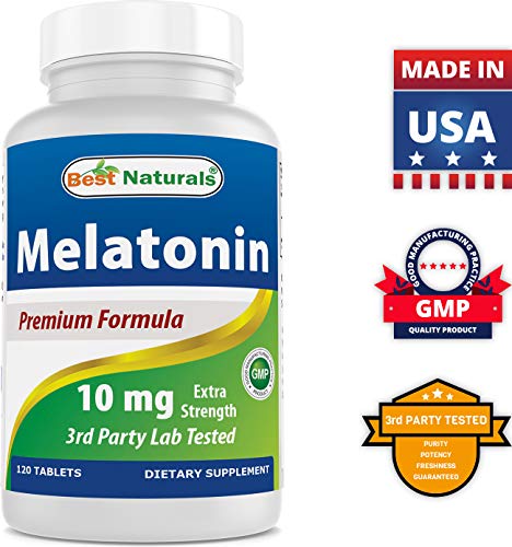 Best Naturals Melatonin 10mg (Non-GMO) Tablets - Helps Promote Relaxation & Sleep - 120 Count