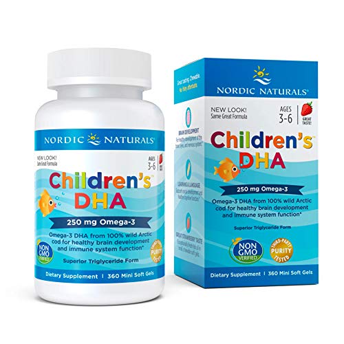 Nordic Naturals Children's DHA,Healthy Cognitive Development and Immune Function,250mg,360 Soft Gels