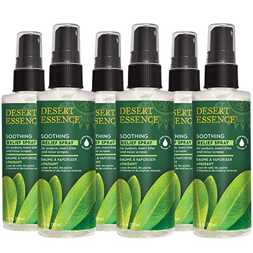 Desert Essence Relief Spray - 4 Fl Oz - Pack of 6 - Antiseptic Eco-Harvest Tea Tree Oil & Other Essential Oils - Natural First Aid - Minor Burns - Sunburn - Insect Bites - Scrapes