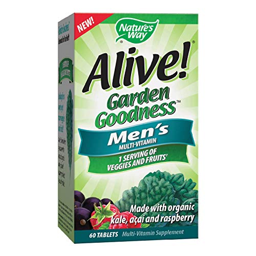 Nature's Way Alive! Garden Goodness Men's Multivitamin, Veggie & Fruit Blend (1400mg per serving), Made with Organic Kale, 60 Tablets