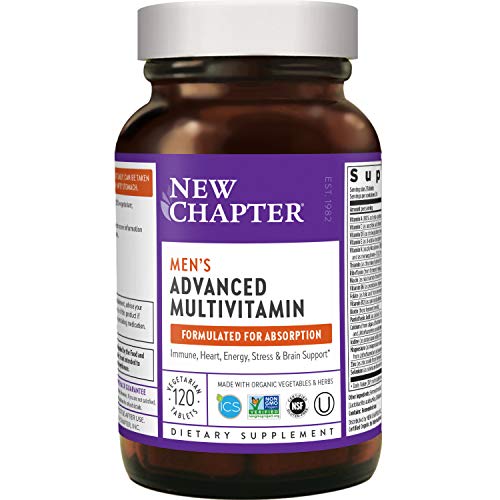 New Chapter Men's Multivitamin, Every Man, Fermented with Probiotics + Selenium + B Vitamins + Vitamin D3 + Organic Non-GMO Ingredients - 120 ct