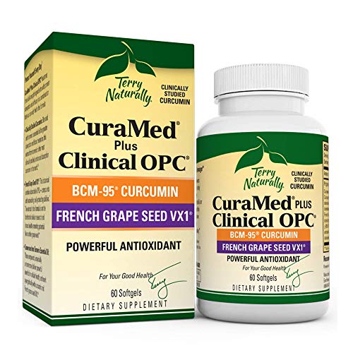 Terry Naturally CuraMed Plus Clinical OPC - 60 Softgels - BCM-95 Curcumin & French Grape Seed VX1 Supplement - Supports Brain, Heart, Colon, Breast, Prostate & Liver Health - Non-GMO - 30 Servings
