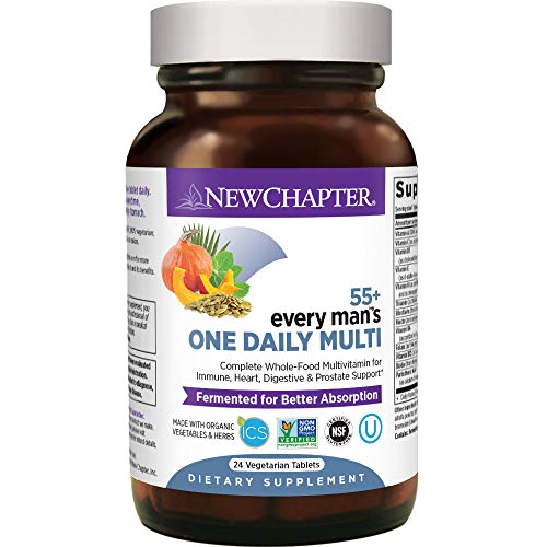 New Chapter Multivitamin for Men 50 Plus - Every Man's One Daily 55+ with Fermented Probiotics + Whole Foods + Astaxanthin + Organic Non-GMO Ingredients -24ct