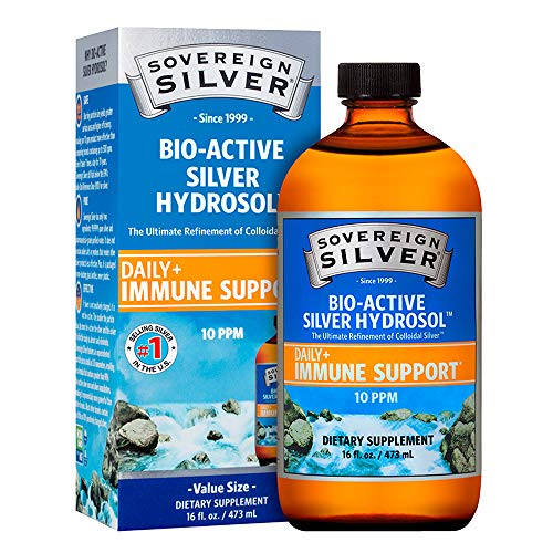 Sovereign Silver Bio-Active Silver Hydrosol for Immune Support - Colloidal Silver - 10 ppm, 16oz (473mL) - Economy Size