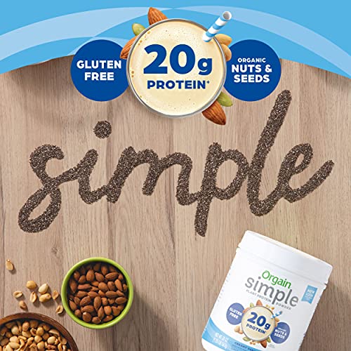 Orgain Simple Organic Plant Protein Powder, Vanilla, Vegan, Made with Fewer Ingredients and Without Dairy, Gluten and Stevia, Kosher, Non-GMO, 1.25 Lb (Packaging May Vary)