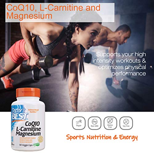 Doctor's Best Coq10/l-Carnitine/Magnesium Unique Blend, Supports Energy, Muscle Mass & Muscle Recovery, Veggie Caps, 90Count