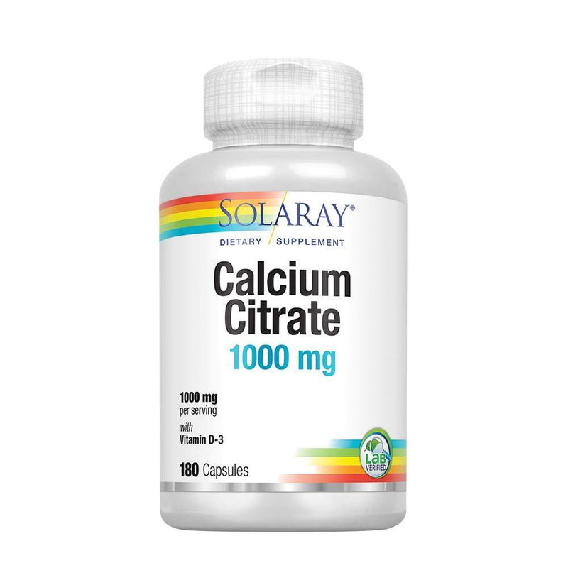 Solaray Calcium Citrate with Vitamin D-3 Capsules, 1000mg, 180 Count - Vitamins Emporium