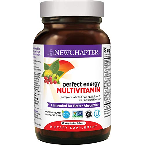 New Chapter Energy Supplement - Perfect Energy Multivitamin for Balanced Energy + Stress Support with B Vitamins + Vitamin D3 + Organic Non-GMO Ingredients - 72 ct
