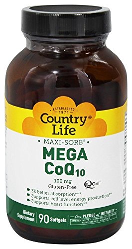 Country Life Maxi-Sorb Mega Coq10 Q-Gel, 100 mg, 90-Count