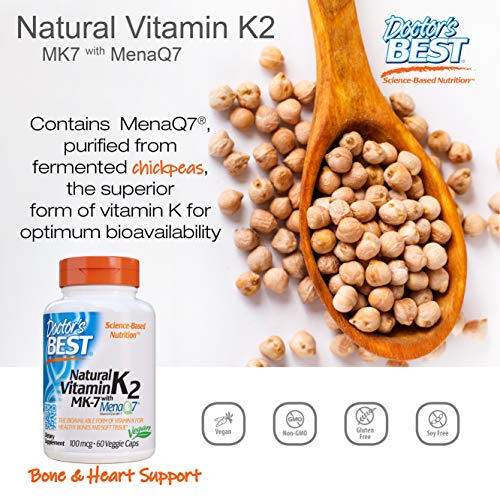 Doctor's Best Natural Vitamin K2 Mk-7 with MenaQ7, 60 Count