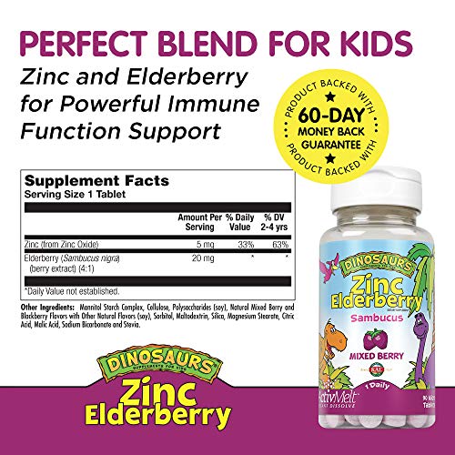 Kal 5 Mg Berry Zinc Elderberry Tablets, 90 Count