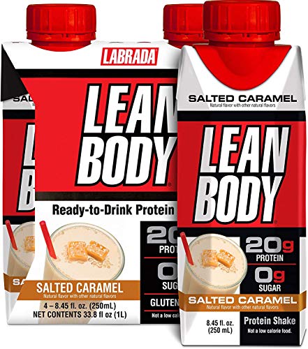 LABRADA NUTRITION - Lean Body RTD Whey Protein Shake, Convenient On-The-Go Meal Replacement Shake for Men & Women, 20 grams of Protein – Zero Sugar, Lactose & Gluten Free, Salted Caramel (Pack of 16)