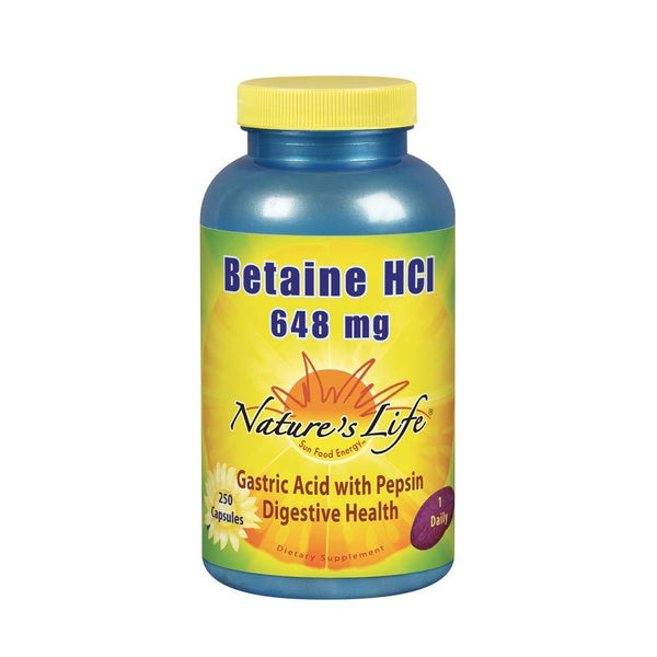 Nature's Life Betaine HCL Capsules, 648 Mg, 250 Count - Vitamins Emporium