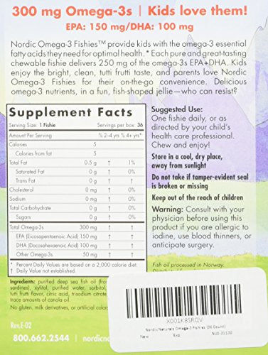 Nordic Naturals Nordic Omega-3 Fishies, Tutti Frutti - 36 Fishies, Pack of 2 - 300 mg Total Omega-3s with EPA & DHA - Healthy Brain, Mood, Vision & Immune System - Non-GMO - 72 Total Servings