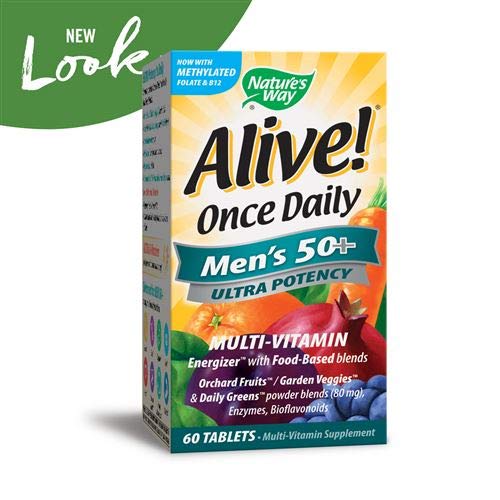 Nature's Way Alive! Once Daily Men's 50+ Multivitamin, Ultra Potency, Food-Based Blends, 60 Tablets, Pack of 2
