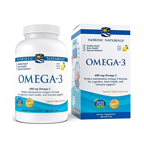 Nordic Naturals Omega-3, Lemon Flavor - 690 mg Omega-3-180 Soft Gels - Fish Oil - EPA & DHA - Immune Support, Brain & Heart Health, Optimal Wellness - Non-GMO - 90 Servings