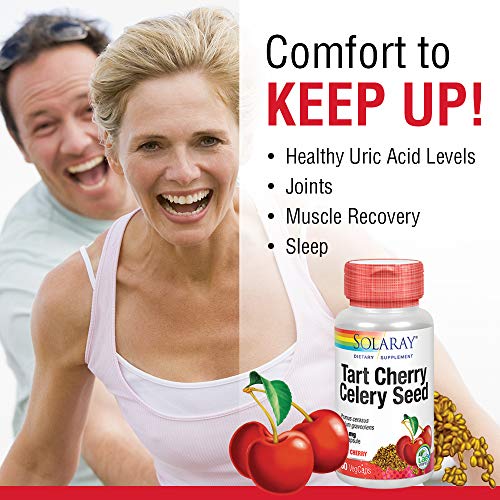 Solaray Tart Cherry & Celery Seed | Healthy Uric Acid Levels, Joint, Muscle Recovery & Sleep Support | 60 VegCaps