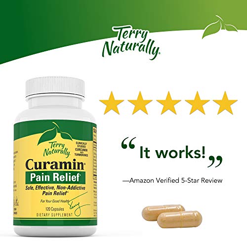 Terry Naturally Curamin - 120 Vegan Capsules - Non-Addictive Pain Relief Supplement with Curcumin from Turmeric, Boswellia & DLPA - Non-GMO, Gluten-Free - 40 Servings