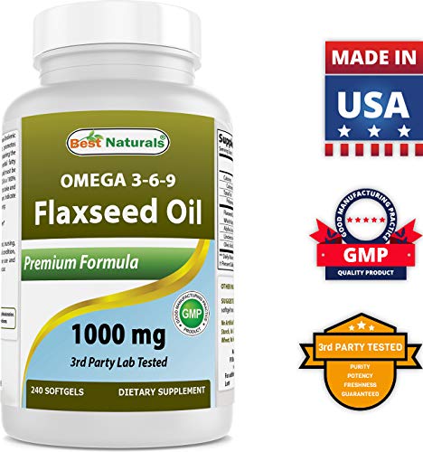 Best Naturals Flaxseed Oil 1000 mg 240 Softgels - Omega-3-6-9 for Heart Health