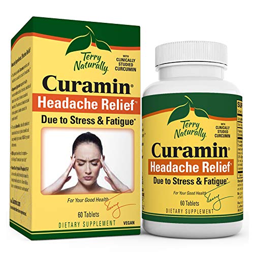 Terry Naturally Curamin Headache Relief - 60 Vegan Tablets - Targets Headache Pain Caused by Stress & Fatigue, Contains Curcumin & Boswellia - Non-GMO, Gluten-Free, Kosher - 20 Servings 