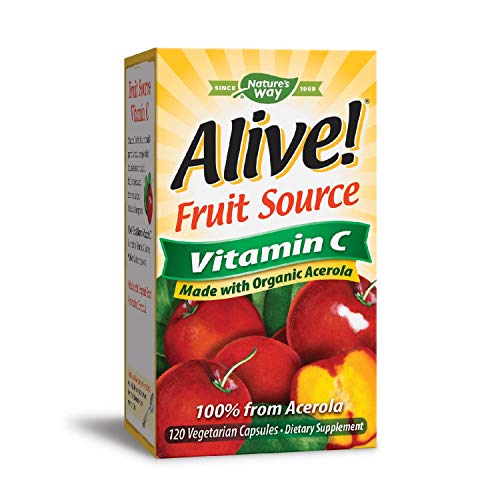 Nature's Way Alive! Vitamin C Supplement, Made with Organic Fruit, 120 Vegetarian Capsules