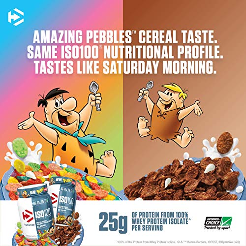 Dymatize ISO100 Hydrolyzed Protein Powder, 100% Whey Isolate Protein, 25g of Protein, 5.5g BCAAs, Gluten Free, Fast Absorbing, Easy Digesting, Fruity Pebbles, 3 Pound