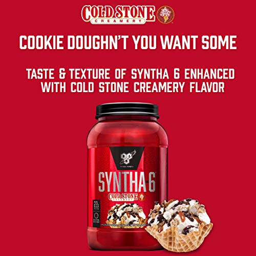 BSN Syntha-6 Whey Protein Powder, Cold Stone Creamery- Cookie Doughn't You Want Some, Micellar Casein, Milk Protein Isolate Powder, 25 Servings
