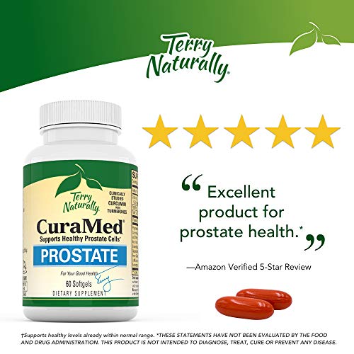 Terry Naturally CuraMed Prostate - BCM-95 Curcumin Complex, 60 Softgels - Healthy Prostate Support Supplement, Supports Healthy PSA Levels & Male Hormone Balance - Non-GMO, Gluten-Free - 30 Servings