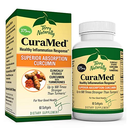 Terry Naturally CuraMed 375 mg - 60 Softgels - Superior Absorption BCM-95 Curcumin Supplement, Promotes Healthy Inflammation Response - Non-GMO, Gluten-Free, Halal - 60 Servings