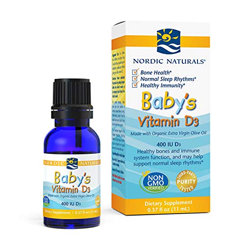 Nordic Naturals Baby's Vitamin D3 - Vitamin D From Natural Cholecalciferol Helps Calcium Absorption To Support Healthy Teeth, Bone Development, Immune System and Brain Function,(0.37 oz) 11 ml