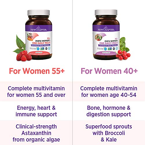 New Chapter Multivitamin for Women 50 Plus - Every Woman's One Daily 55+ with Fermented Probiotics + Whole Foods + Astaxanthin + Organic Non-GMO Ingredients - 24 ct
