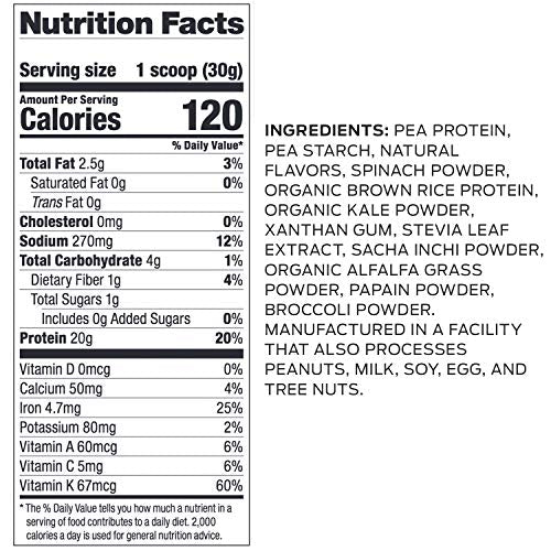 Vega Protein and Greens, Vanilla, Plant Based Protein Powder Plus Veggies - Vegan Protein Powder, Keto-Friendly, Vegetarian, Gluten Free, Soy Free, Dairy Free, Lactose Free (20 Servings, 1lb 5.7oz)