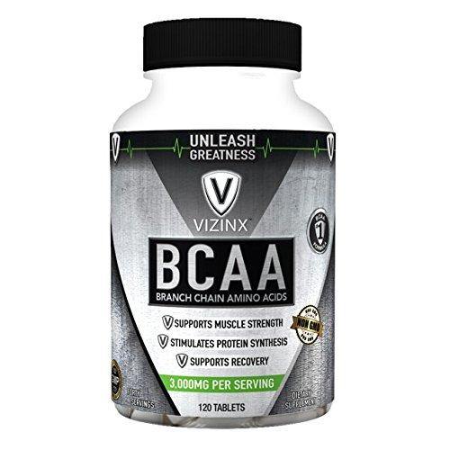 Vizinx BCAA 2:1:1 - HIGH Potency Branch Chain Amino Acid Tablets Support Muscle Strength, Recovery and stimulates Protein Synthesis, Non-GMO Formula, 120 Tablets, - Vitamins Emporium
