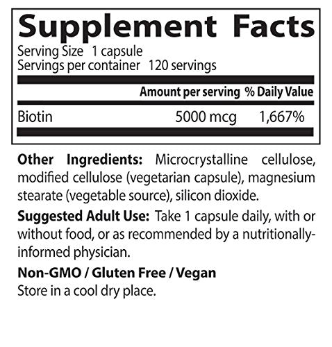 Doctor's Best Biotin Supports Hair, Skin, Nails, Boost Energy, Nervous System, Non-GMO, Vegan, Gluten Free, 120 Count