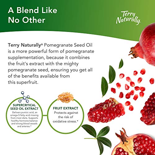 Terry Naturally Pomegranate Seed Oil - 60 Softgels - Antioxidant Support Supplement with Omega-5, Promotes Breast & Prostate Health - Non-GMO, Gluten-Free - 60 Servings