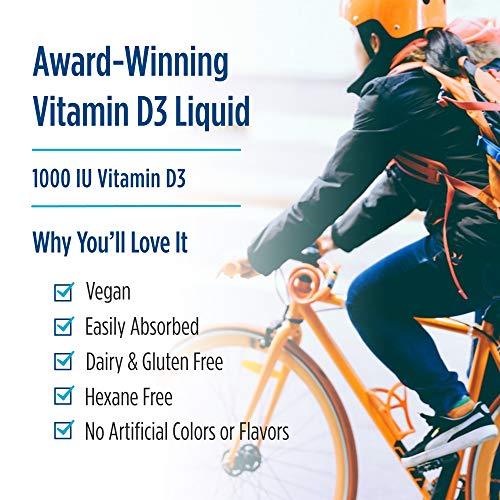 Nordic Naturals Plant-Based Vitamin D3 Liquid - 1000 IU Vitamin D3 - 1 oz - Healthy Bones, Mood & Immune System Function - Non-GMO, Vegan - 60 Servings
