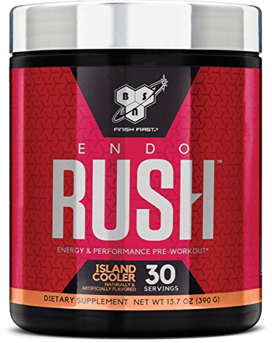 BSN Endorush Pre Workout Powder, Energy Supplement for Men and Women, 300mg of Caffeine, with Beta-Alanine and Creatine, Island Cooler, 30 Servings