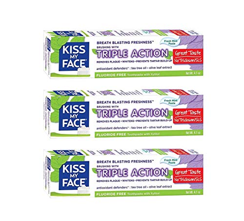 Kiss My Face No Fluoride Triple Action Toothpaste Paste 4.1 Ounces (3 Pack )