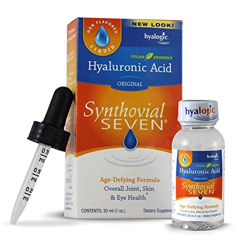 Hyalogic Synthovial Seven Hyaluronic Acid Liquid - HA Joint Support - Vegan - 1 oz (Pack of 2)