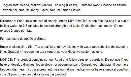 Ultra Slim Tea-Honey Lemon Hobe Labs 24 Bag - Vitamins Emporium