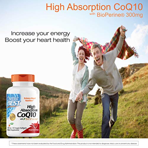 Doctor's Best High Absorption CoQ10 with BioPerine, Vegetarian, Gluten Free, Naturally Fermented, Heart Health & Energy Production, 300 mg 90 Veggie Softgels