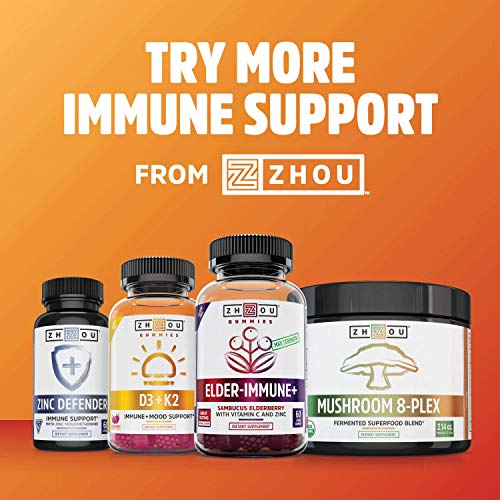 Zhou Nutrition Vitamin C+ Rapid Immunity Booster Gummies, Orange, 60 Count