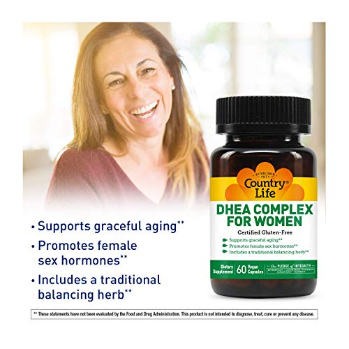 Country Life DHEA Complex for Women - 60 Vegan Capsules - Supports Graceful Aging - Promotes Female Sex Hormones
