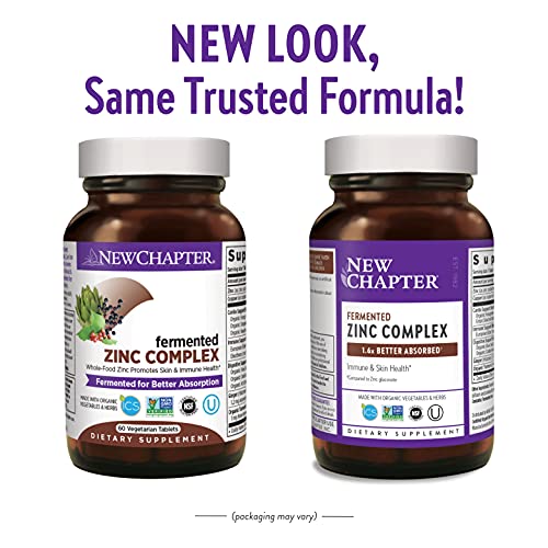 Zinc Supplement – New Chapter Zinc Food Complex for Immune Support + Skin Health + Non-GMO Ingredients – 60 ct Vegetarian Capsules