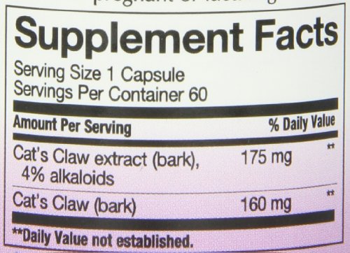 Nature's Way Standardized Cat's Claw Extract 175 mg per serving, 60 Capsules