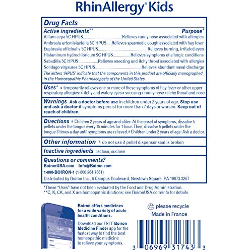 Boiron Rhinallergy Homeopathic Medicine for Allergy Relief, 3 Count